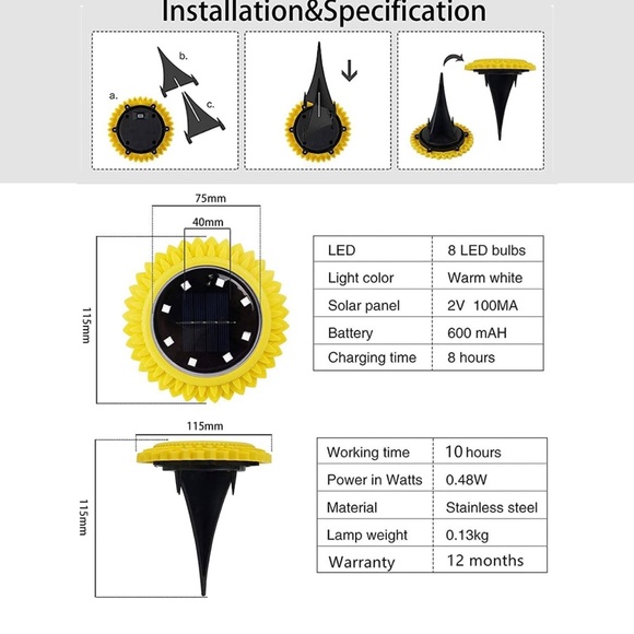 8 pack Solar ground Lighting New - Picture 5 of 8